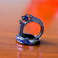 Fashion Women Ring Set With Deep Blue Zircon, Creative Hand Jewelry Accessories view 4