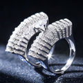 Luxury Double Layer Hollow Zircon Stack Ring For Women, Gold Plated Statement Hand Jewelry view 2