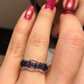 New Fashion Alloy Ring With Inlaid Blue Gemstone For Women European Engagement Jewelry view 1