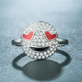 Korean Style Cute Emoji Smile Face Cartoon Ring, Creative Fashion Hand Jewelry view 3
