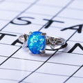 Direct Creative Star Moon Oval Synthetic Opal Ring Silver Plated Jewelry For Women view 2