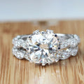 Sparkling Rhinestone Round Engagement Ring Set For Women European Style Hand Jewelry view 2