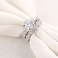 Sparkling Rhinestone Round Engagement Ring Set For Women European Style Hand Jewelry view 4
