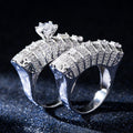 Luxury Full Zircon Micro Pave Couple Rings For Women, Statement Ball And Cocktail Party Jewelry view 2