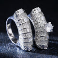 Luxury Full Zircon Micro Pave Couple Rings For Women, Statement Ball And Cocktail Party Jewelry view 3