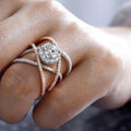 Rose Gold Plated Two Tone Cross Rhinestone Ring For Women Creative Fashion Finger Jewelry view 2