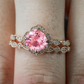 Rose Gold Plated Square Stackable Engagement Ring For Women With Micro Pave Zircon view 3