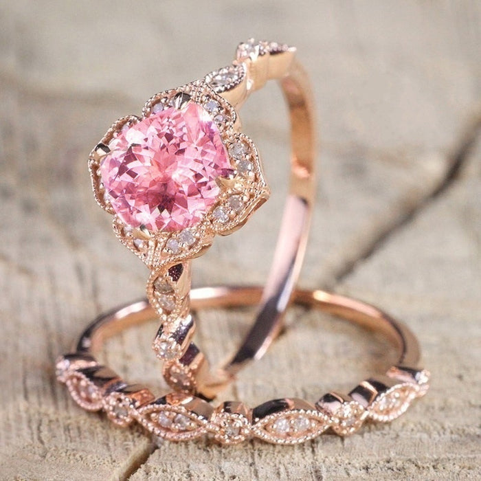 Rose Gold Plated Square Stackable Engagement Ring For Women With Micro Pave Zircon