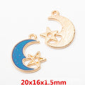 Gold Zinc Alloy Moon Star Charm Pendant for DIY Necklace Bracelet Jewelry Making view 5
