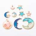 Gold Zinc Alloy Moon Star Charm Pendant for DIY Necklace Bracelet Jewelry Making view 1