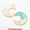 Gold Zinc Alloy Moon Star Charm Pendant for DIY Necklace Bracelet Jewelry Making view 2