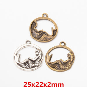 Zinc Alloy Mermaid Charm Pendant No.880215 for DIY Necklace Bracelet Jewelry Making