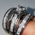 Luxury Micro Pave Zircon Ring Three Piece Set, European Style Women's Couple Jewelry view 6