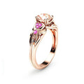 Fashion Yellow Zircon Pink Diamond Ring For Women Copper Rose Gold Plated Versatile Jewelry view 2