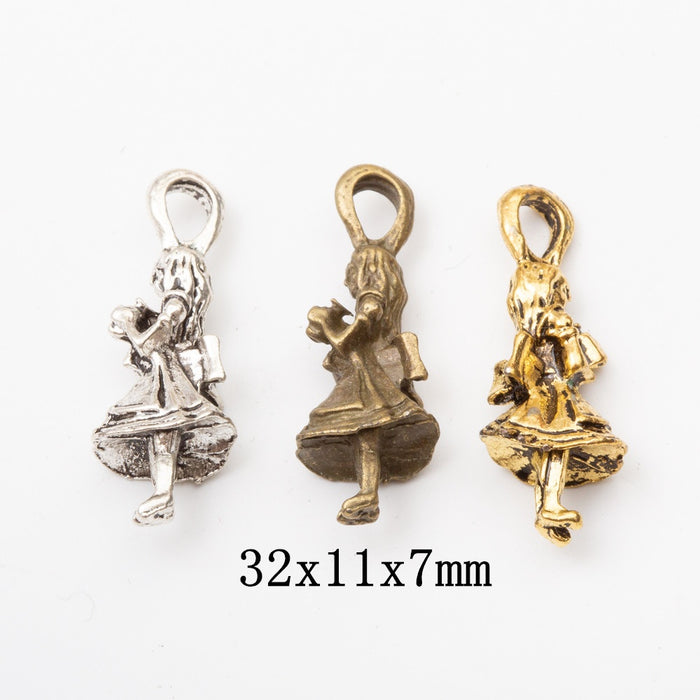 Zinc Alloy Girl Charm Pendant No.905697 for DIY Necklace Bracelet Jewelry Making