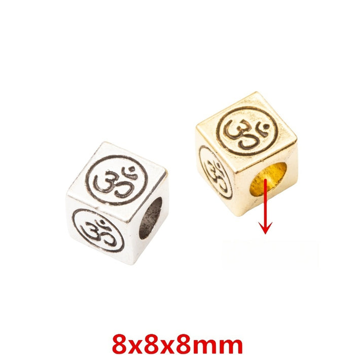 DIY Vintage Alloy Yoga Square Large Hole Bead For Bracelet And Necklace Jewelry Making
