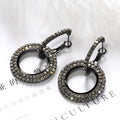 Fashion Long Rhinestone Geometric Round Hoop Stud Earrings For Women With Creative Dangle Design view 3