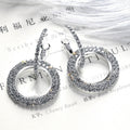 Fashion Long Rhinestone Geometric Round Hoop Stud Earrings For Women With Creative Dangle Design view 4