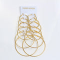 European Fashion Gold Alloy Multi Size Round Hoop Studs Set Geometric Elegant Women Earrings view 3