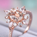 Rose Gold Plated Copper Snowflake Ring With Zircon Stones, European Women's Jewelry view 4