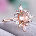 Rose Gold Plated Copper Snowflake Ring With Zircon Stones, European Women's Jewelry view 3