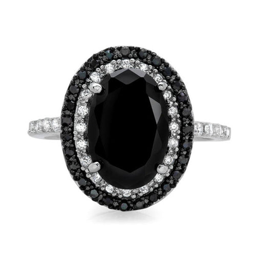 Fashion Cool Black Zircon Women's Ring, Creative Black And White Color Block Jewelry Accessory