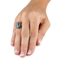 Fashion Cool Black Zircon Women's Ring, Creative Black And White Color Block Jewelry Accessory view 3