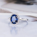Royal Blue Round Multi Stone Women's Zircon Ring, New Cross Border Fashion Jewelry Accessory view 3