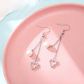 Elegant Red Pearl Zircon Heart Geometric Chain Dangle Hook Bridal Fashion Long Tassel Earrings view 5