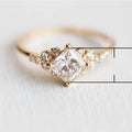 Gold Plated Square Cut Zircon Women's Engagement Ring European American Style Jewelry view 5
