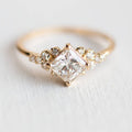 Gold Plated Square Cut Zircon Women's Engagement Ring European American Style Jewelry view 2