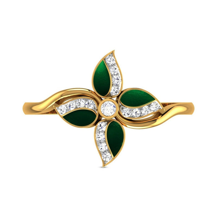Simple Enamel Flower Ring For Women With Micro Pave Zircon Fresh Fashion Hand Jewelry