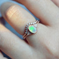 Minimalist Opal Rose Gold Plated Gemstone Couple Rings Wedding Birthday Gift Jewelry view 5