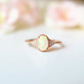 Minimalist Opal Rose Gold Plated Gemstone Couple Rings Wedding Birthday Gift Jewelry view 2