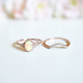 Minimalist Opal Rose Gold Plated Gemstone Couple Rings Wedding Birthday Gift Jewelry view 6