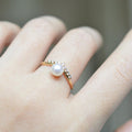 Minimalist V Shaped Pearl Ring For Women Rose Gold Plated Fashion Finger Ring view 4