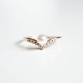 Minimalist V Shaped Pearl Ring For Women Rose Gold Plated Fashion Finger Ring view 1