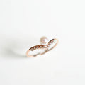 Minimalist V Shaped Pearl Ring For Women Rose Gold Plated Fashion Finger Ring view 5