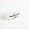 Minimalist V Shaped Pearl Ring For Women Rose Gold Plated Fashion Finger Ring view 2