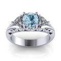 New European American Blue Sapphire Engagement Ring For Women With Creative Couple Zircon Band view 2