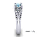 New European American Blue Sapphire Engagement Ring For Women With Creative Couple Zircon Band view 4