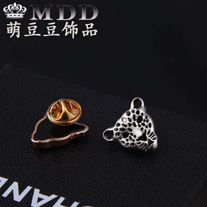 European American Vintage Leopard Head Brooch Shirt Suit Lapel Pin Unisex Clothing Accessory