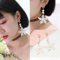 Korean Minimalist White Geometric Petal Long Stud Earrings For Women Fashion Jewelry view 4