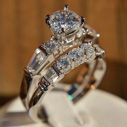 Sparkling Zircon Couple Rings For Women European American Proposal Engagement Jewelry Gift
