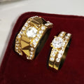 18K Gold Plated Couple Rings European Fashion Men Women Wedding Matching Rings view 2