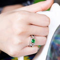 Creative Hollow Leaf Shaped Zircon Ring For Women With Green Gemstone, Jewelry view 3