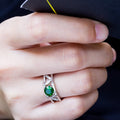 Creative Hollow Leaf Shaped Zircon Ring For Women With Green Gemstone, Jewelry view 4