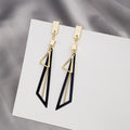 Elegant Korean Style Alloy Hollow Triangle Pink Enamel Geometric Long Tassel Drop Stud Earrings view 2