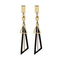 Elegant Korean Style Alloy Hollow Triangle Pink Enamel Geometric Long Tassel Drop Stud Earrings view 5