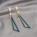 Elegant Korean Style Alloy Hollow Triangle Pink Enamel Geometric Long Tassel Drop Stud Earrings view 3